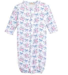 Blue Floral Bows Printed Conv. Gown