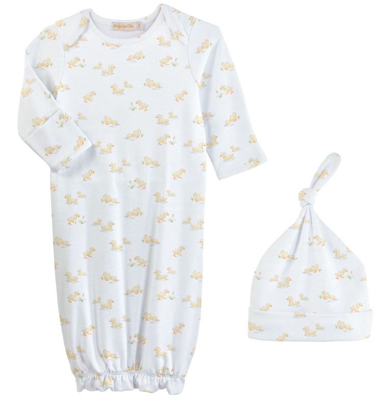 Tiny Baby Duckies Gown & Hat Set