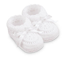 Load image into Gallery viewer, Jefferies Hand Crochet Bootie with Satin Tie Ribbon  for Newborns
