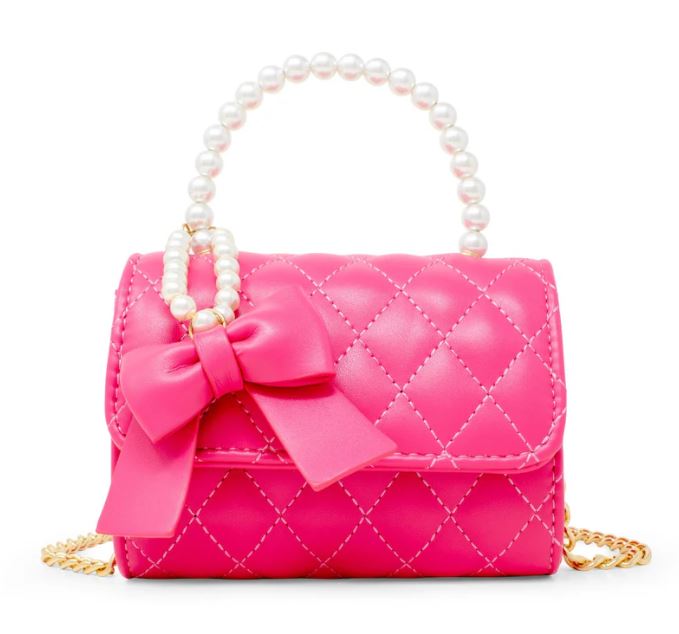 Pearl Hot Pink Quilted Handle Handbag