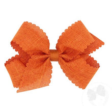 Load image into Gallery viewer, Scallop Linen Hair Bow - Medium
