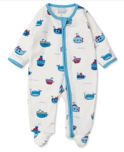 Ocean Traffic Print Zippered Footie