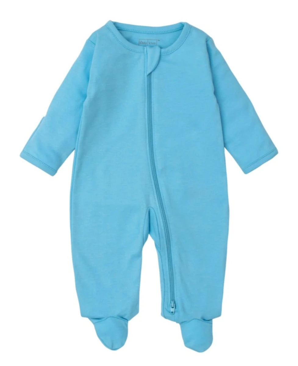 Ocean Traffic Blue Zippered Footie