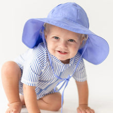 Load image into Gallery viewer, Baby Boys Periwinkle Blue Seersucker S/S One Piece Rash Guard
