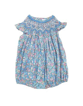 Load image into Gallery viewer, Teal Floral Smocked Bubble
