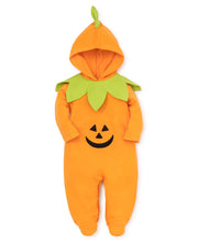 Load image into Gallery viewer, Hello Halloween Orange Footie w/Hood
