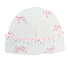 Load image into Gallery viewer, &quot;Pretty Bows&quot; Set - Ruffled Converter Gown, Ruffled Hat and Blanket
