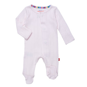 Pink Pointelle Love Lines Footie