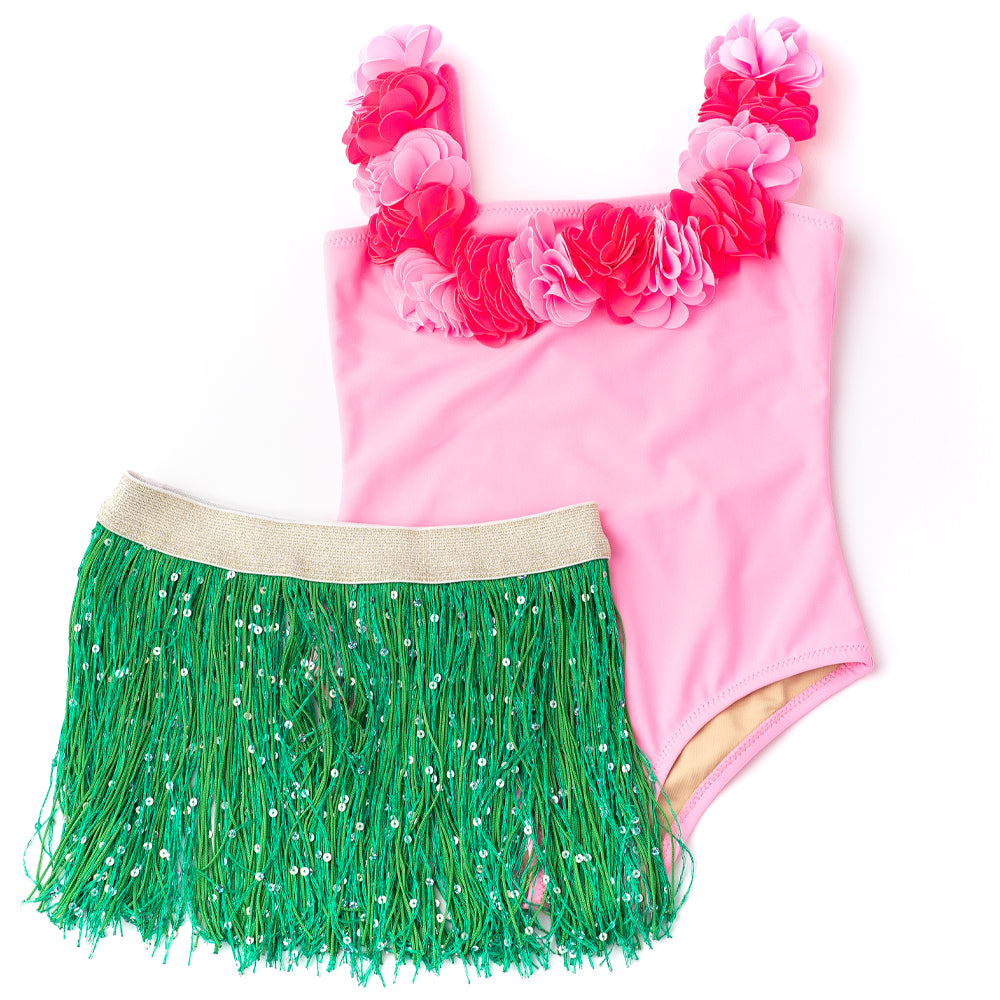 Hula Lei Swimsuit & Fringe Skirt