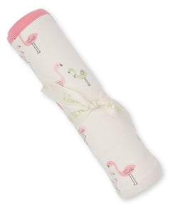 Converter Gown, Knot Hat & Blanket Set in Flamingo Love Print