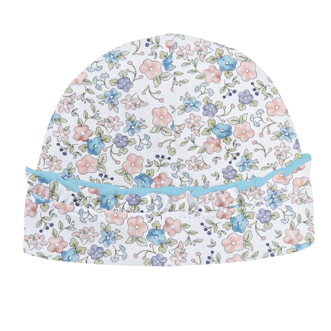 Soft Floral Hat w/Ruffle Size 0-3 months