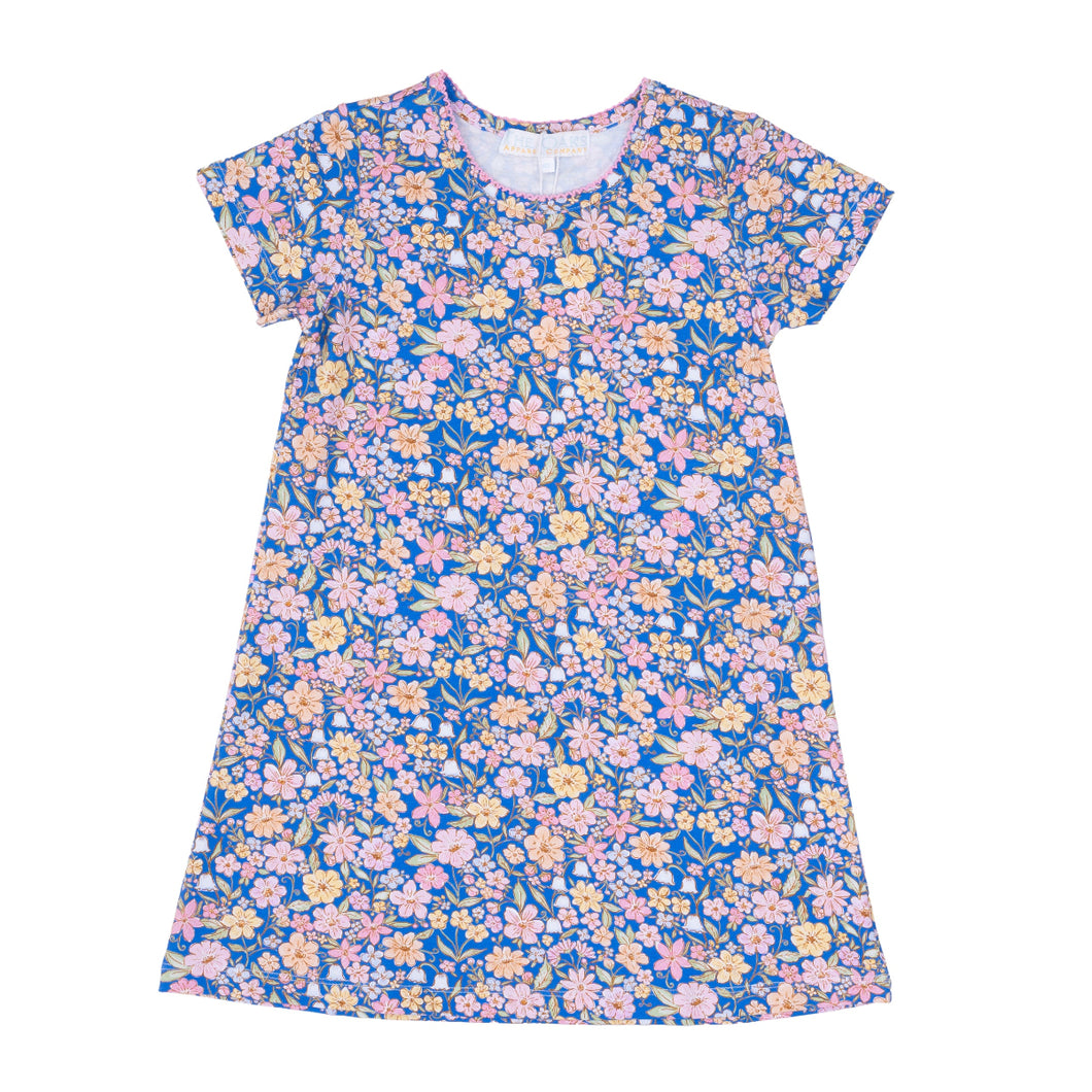 Navy & Pink Watercolor Knit Dress