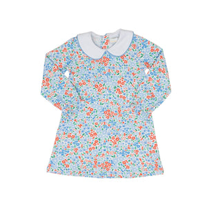 L/S Blue & Red Floral Dress