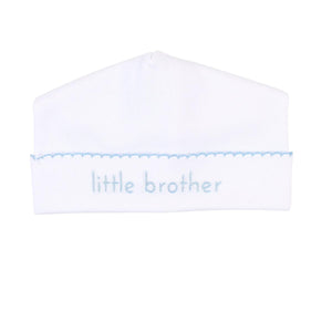 "Little Brother" White & Blue Embroidered Footie