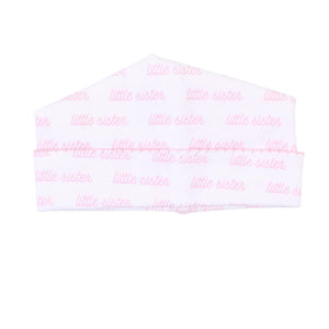 "Little Sister" White & Pink Printed Footie