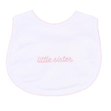 Load image into Gallery viewer, &quot;Little Sister&quot; White &amp; Pink Printed Footie
