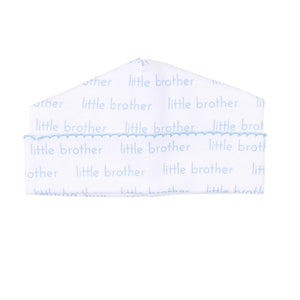 "Little Brother" White & Blue Printed Footie