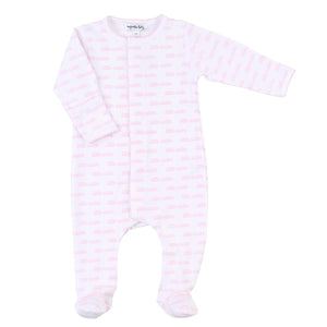 "Little Sister" White & Pink Printed Footie