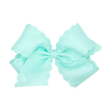 Load image into Gallery viewer, Grosgrain  Hair Bow Floral Eyelet Embossed Edge - Small King
