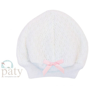 Paty, Inc. - Beanie Cap White with Pink Bow