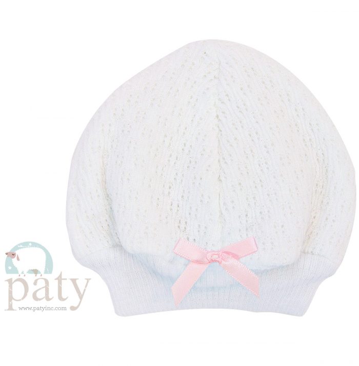 Paty, Inc. - Beanie Cap White with Pink Bow