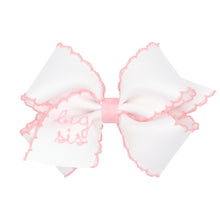 Load image into Gallery viewer, Big Sister Embroidered Moonstitch Bow in Light Pink or Blue

