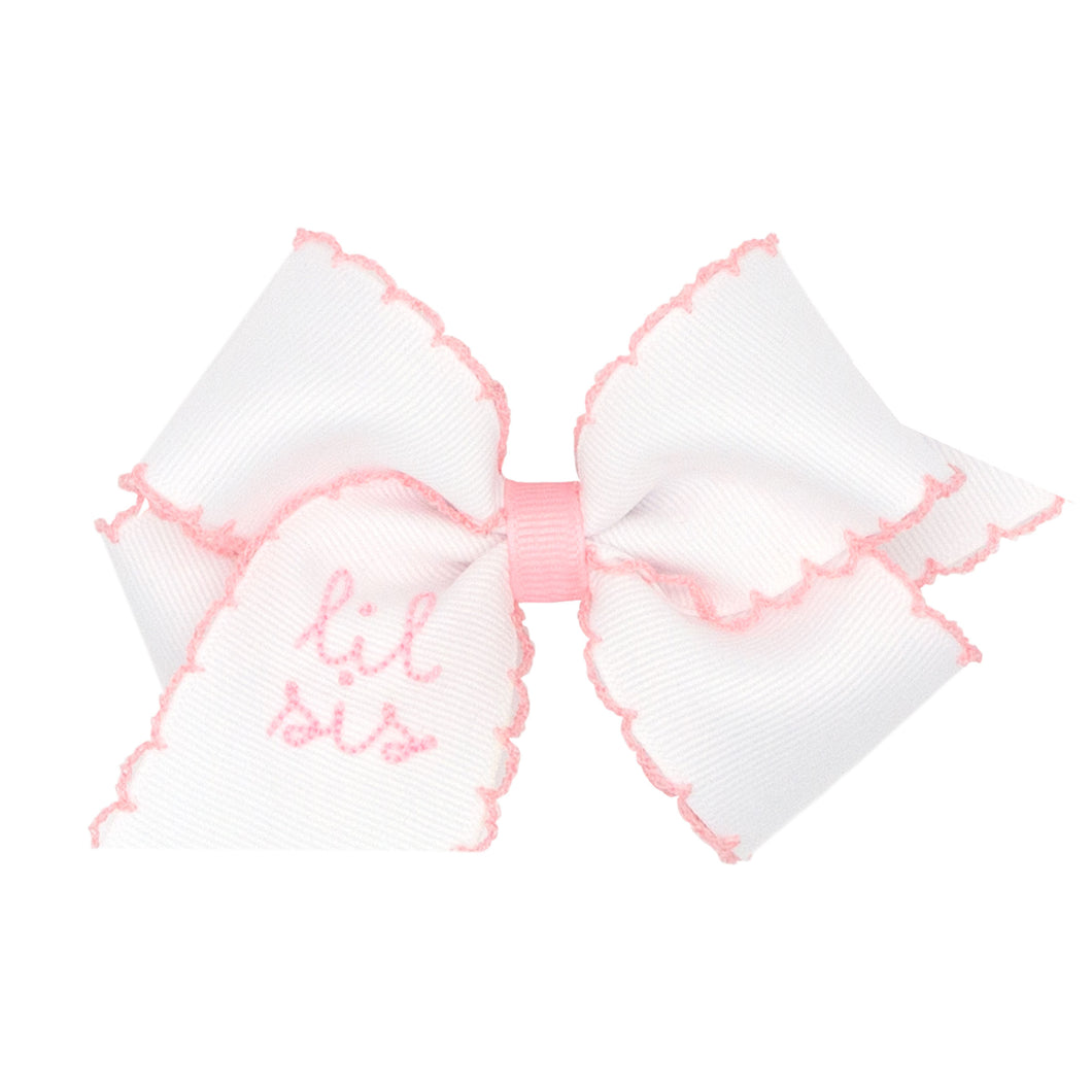 Little Sister Embroidered Moonstitch Bow