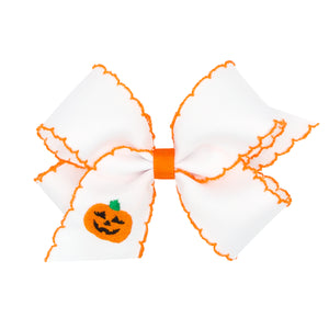 Jack-o-Lantern Embroidered Moonstich Bow