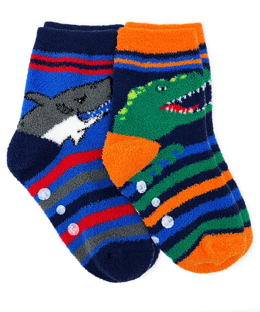 Fuzzy Non-Skid Slipper Socks - Shark/Dino