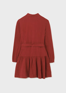 Girl's Embroidered Dress in Cranberry