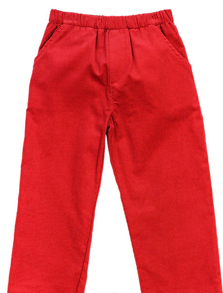 Red Corduroy- Elastic Pants