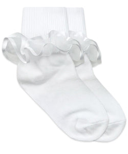 Frilly Lace Dress Socks - White