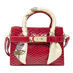 Crocodile Scarf Handbag: Red