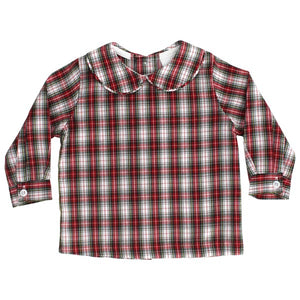 Red Winter Plaid- Boys Piped Shirt