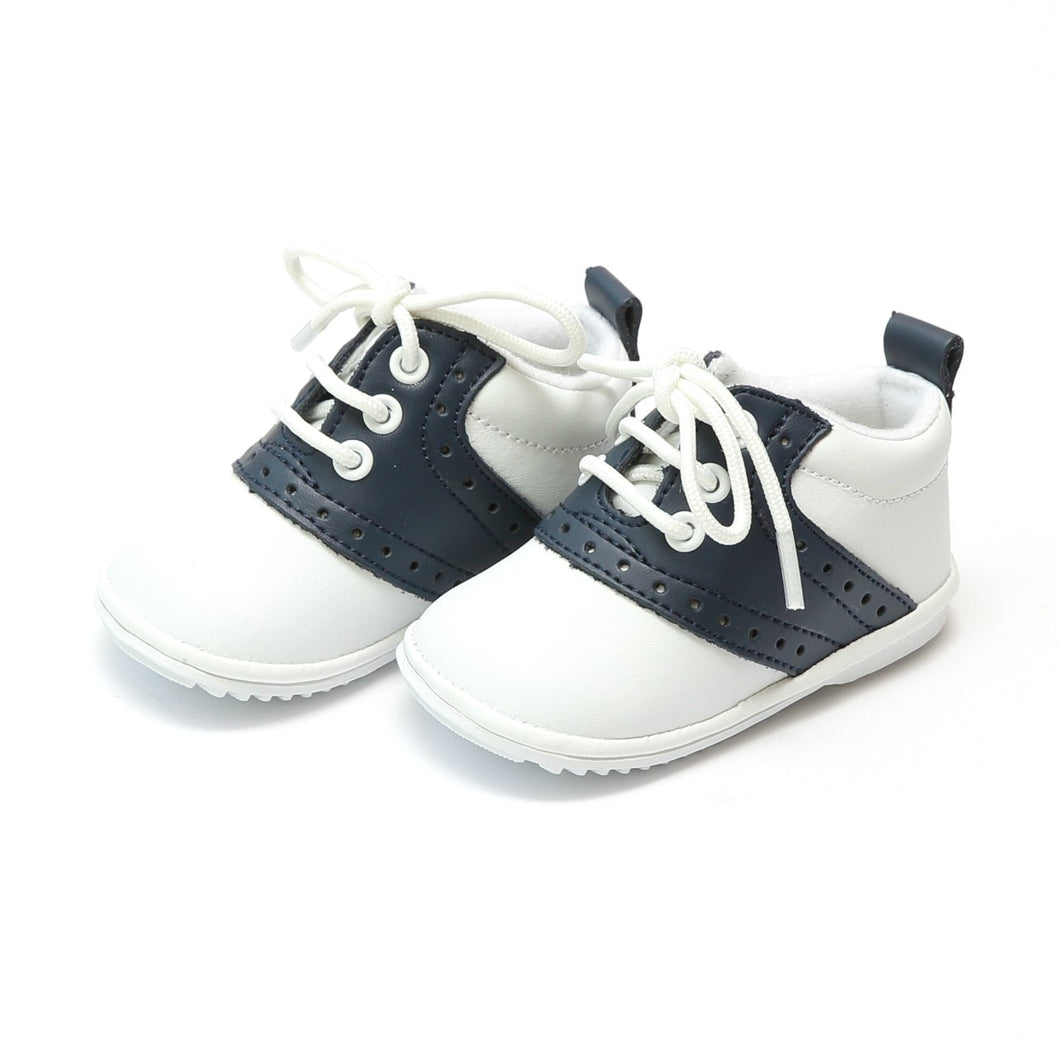 Austin Leather Saddle Oxford Shoe (Baby) - White and Navy -  L'Amour
