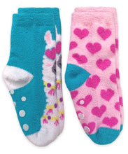 Load image into Gallery viewer, Fuzzy Non-Skid Slipper Socks - Llama &amp; Hearts
