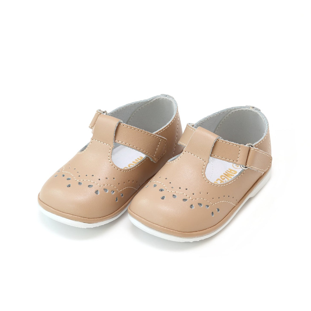 Dottie Scalloped T-Strap Mary Jane (Baby) - Latte -  L'Amour