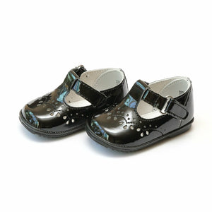 Birdie Leather T-Strap Mary Jane Patent Black -  L'Amour