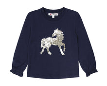 Load image into Gallery viewer, Girl&#39;s L/S Shirt with Sequin Horse Applique
