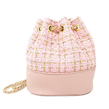 Load image into Gallery viewer, Tweed Drawstring Backpack Bag: Pink
