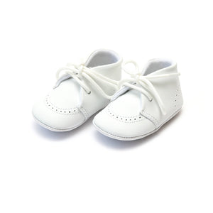 Infant Boy Leather Oxford Crib Shoe in White