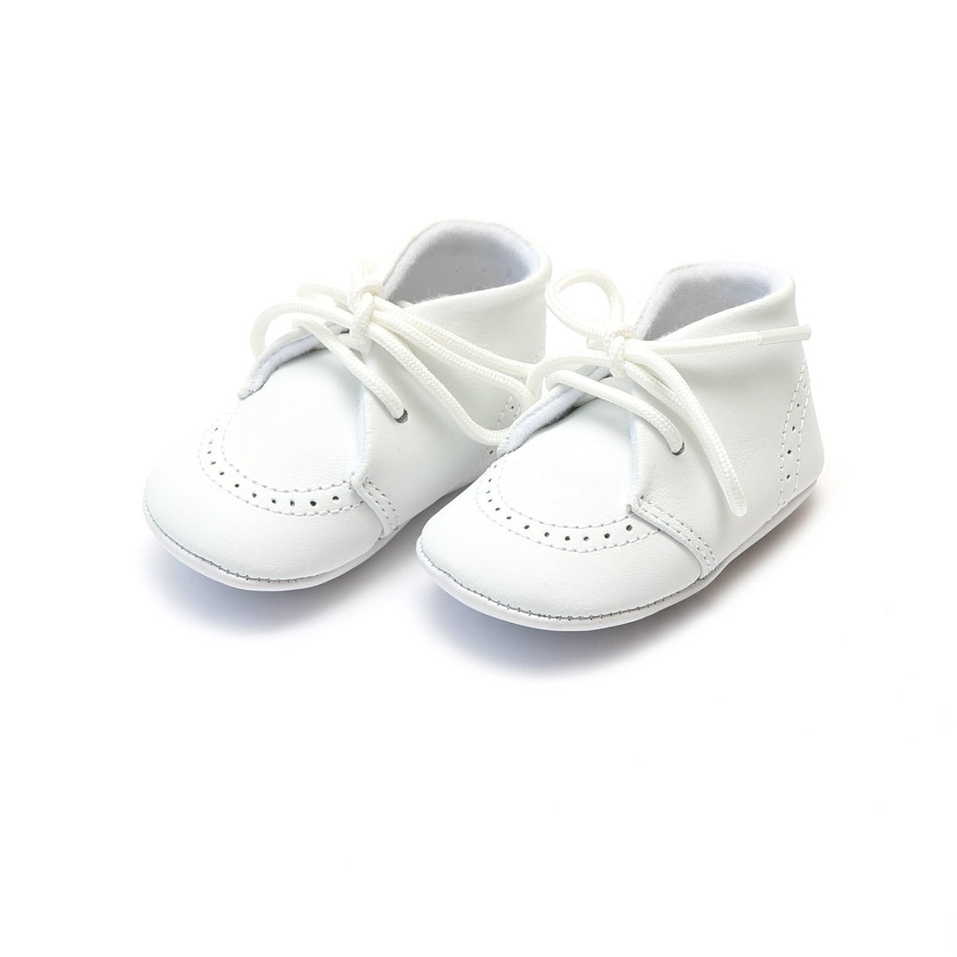 L'Amour Infant Benny Leather Oxford Crib Shoe in White