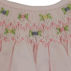 Light Pink Day Gown w/Smocked Flowers & Embroidered Hem