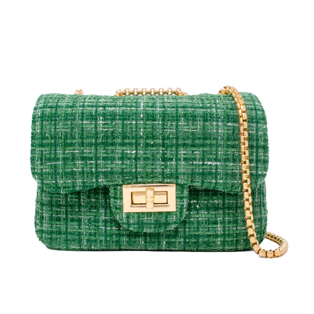 Classic Large Tweed Handbag: Green