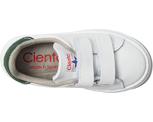 Cienta White Leather Athletic Shoe w/ Double Velcro Straps