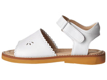 Load image into Gallery viewer, Elephantito Girl&#39;s Classic Scalloped Sandal w/ Strap - White
