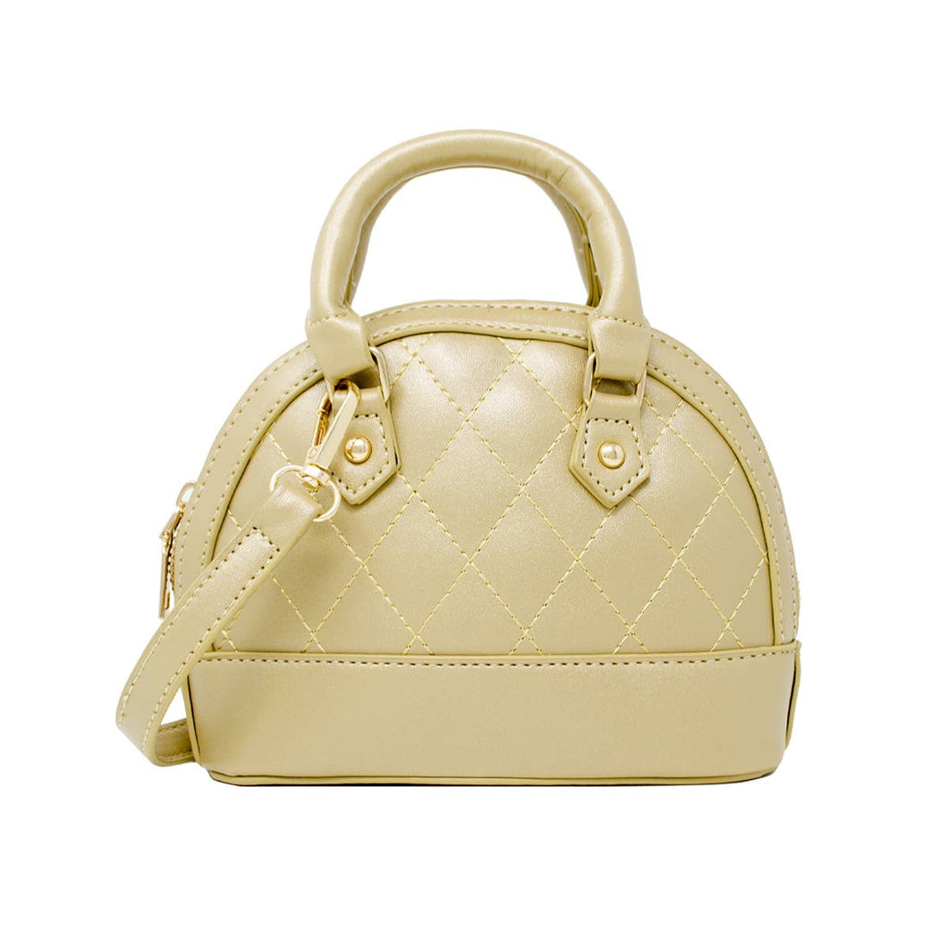 Mini Quilted Moon Handbag: Gold