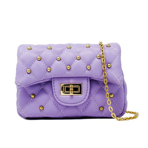 Classic Quilted Stud Mini Bag: Purple