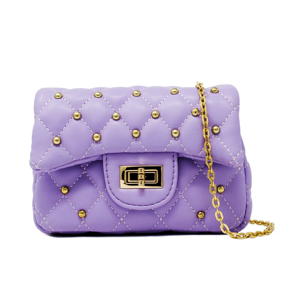 Classic Quilted Stud Mini Bag: Purple