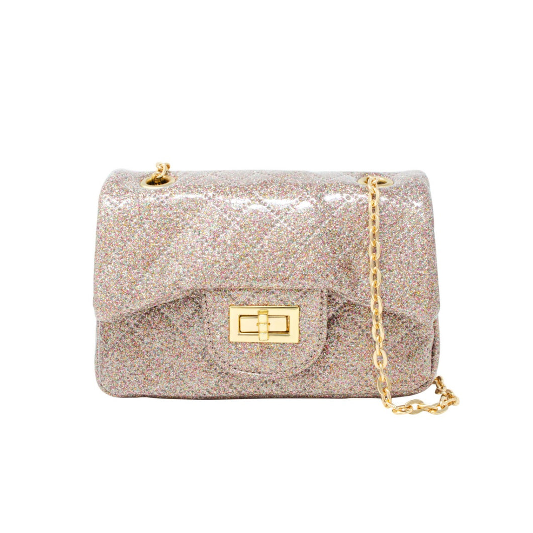 Classic Quilted Sparkle Mini Bag: Rainbow